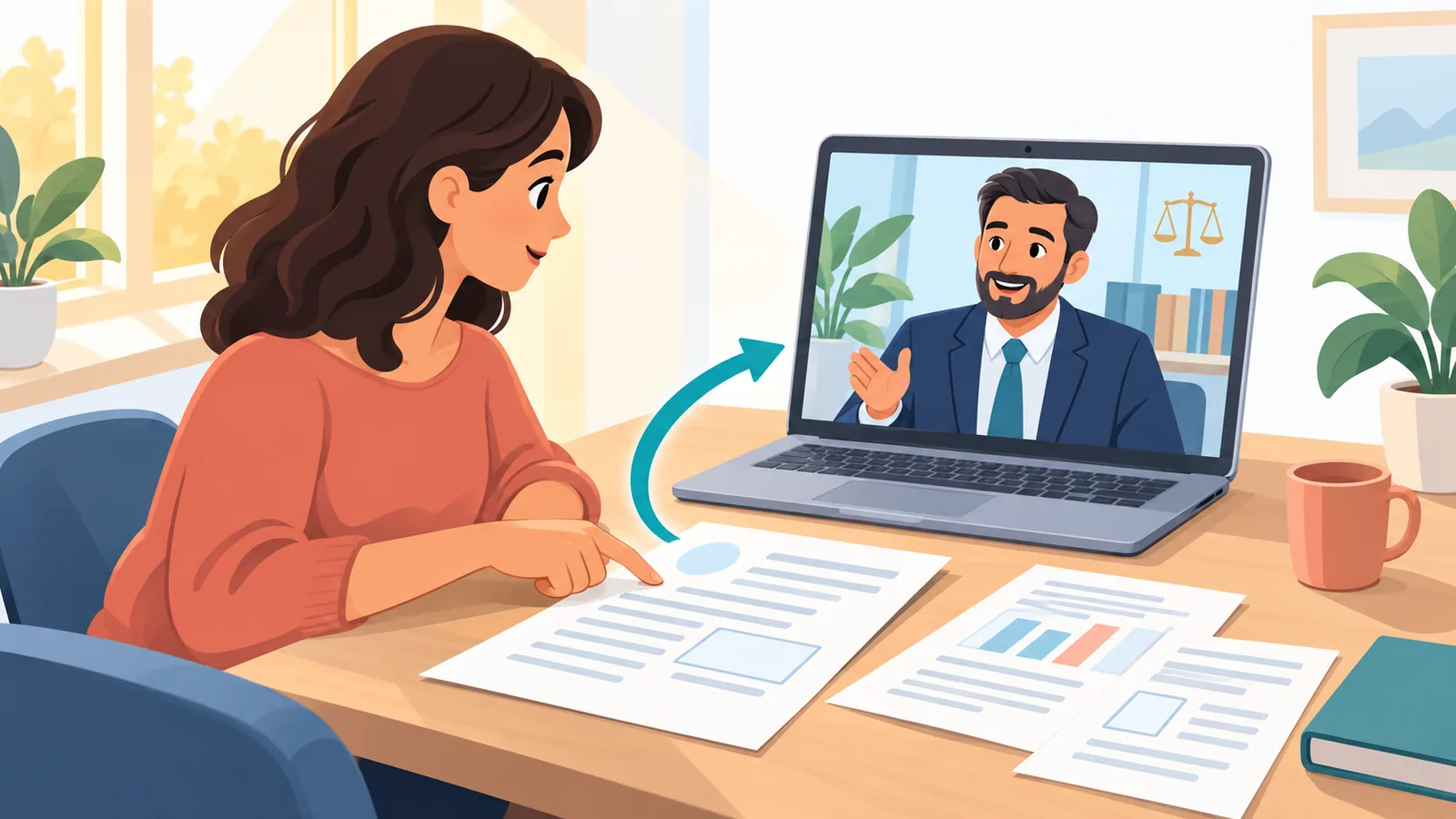 Online avukat görüşmesi yapan kişi