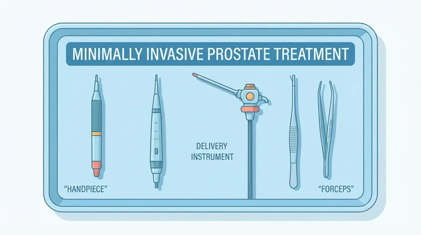 Steril tepsi üzerinde minimal invaziv prostat tedavisi aletleri