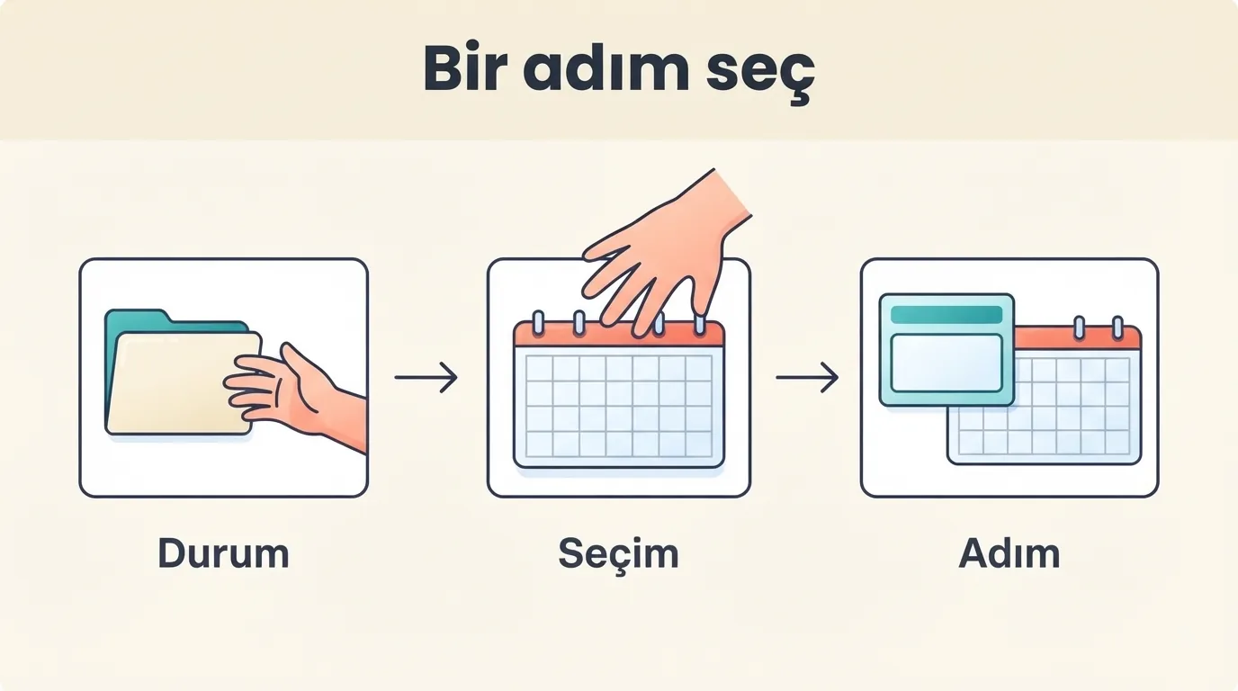 Bir iş isteğine hemen yanıt verme alışkanlığını fark etmekten, takvimi kontrol edip yanıt vermeyi denemeye uza