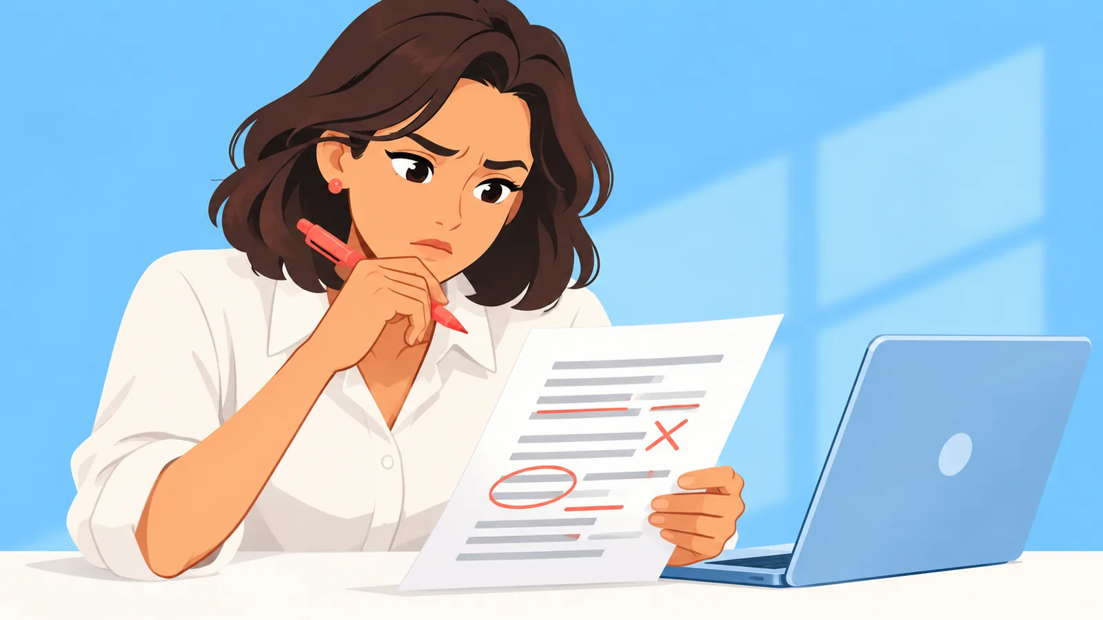 Haber odasında taslağı okuyan bir editör