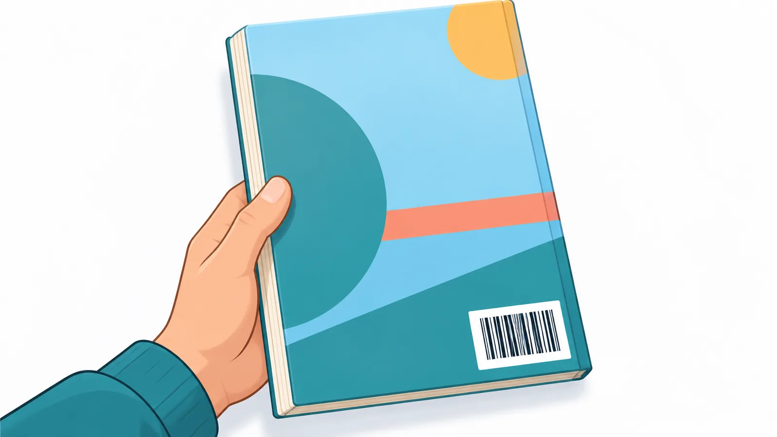 Barkodlu kitap arka kapağını tutan el