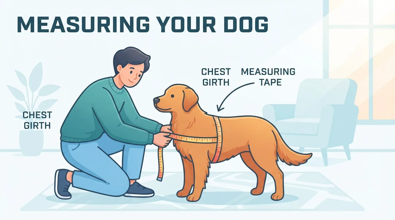Sakin bir köpeğin göğüs çevresinin mezura ile ölçülmesi