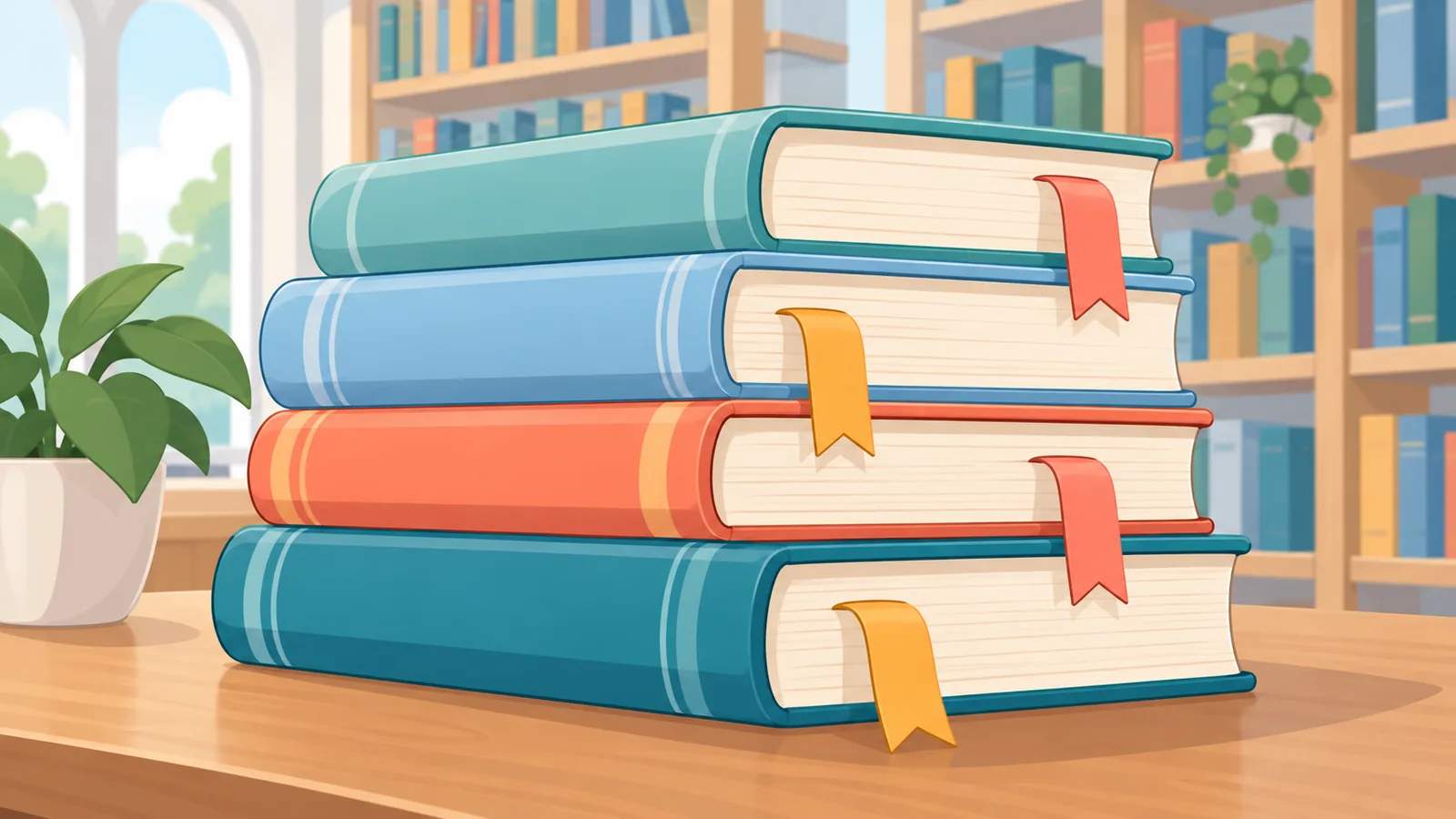 Yer imli düzenli kitap yığını, kütüphane ortamı