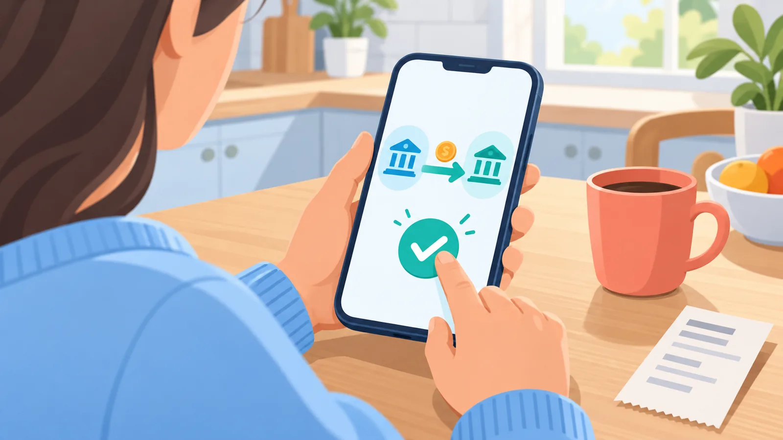 Mobil bankacılıkla kira ödemesi yapan kişi ve dekont