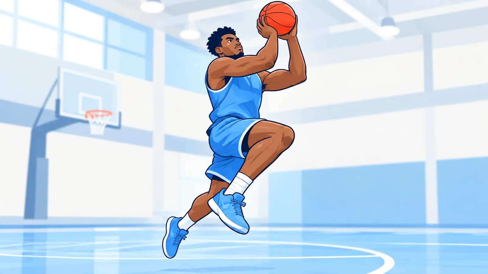 Basketbol oyuncusu ayak bileği bantlı şekilde sahada zıplıyor