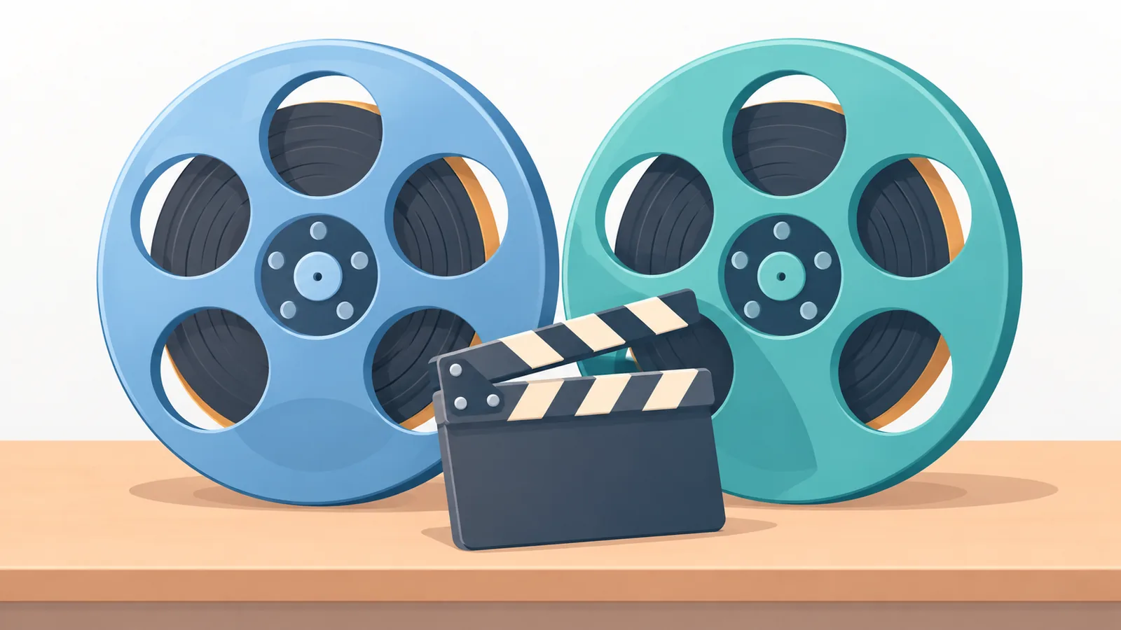 Yan yana duran iki film diski ve küçük bir klapa