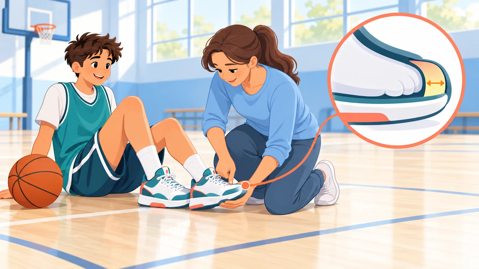Gençler için geniş kalıp basketbol ayakkabısı kontrolü