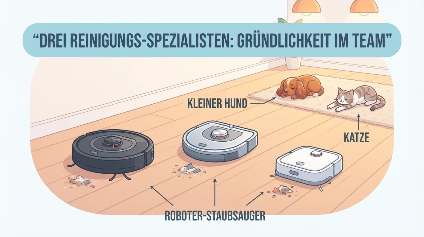 Yan yana dizilmiş dört farklı robot süpürge