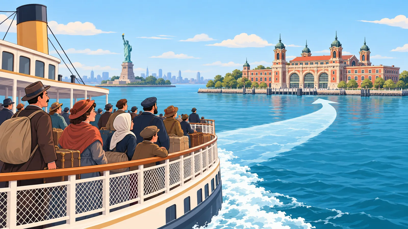 Пором до Ellis Island і Статуї Свободи