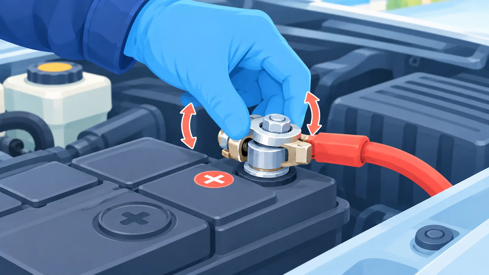 Lắc nhẹ đầu cực để kiểm tra độ chắc sau khi lắp