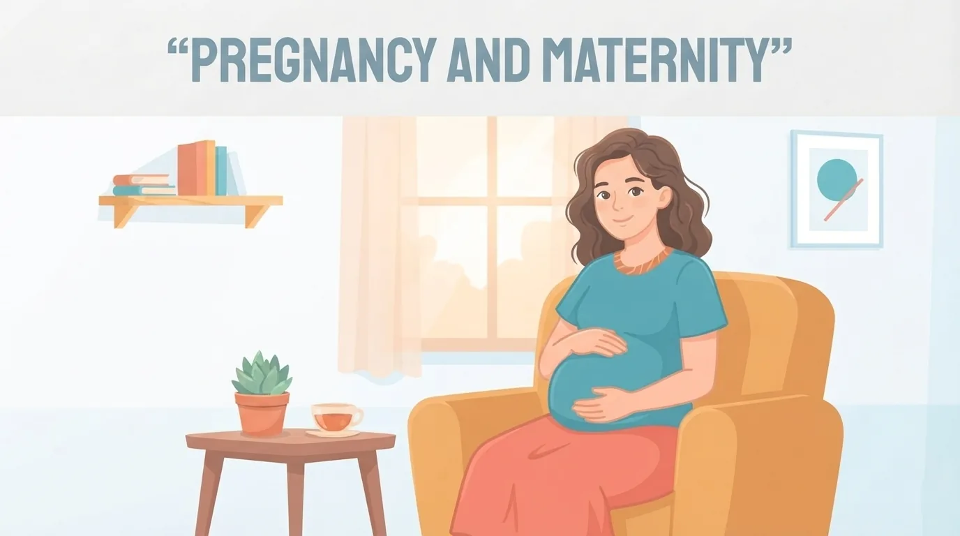 Phụ nữ mang thai nhẹ nhàng đặt tay lên bụng trong phòng khách