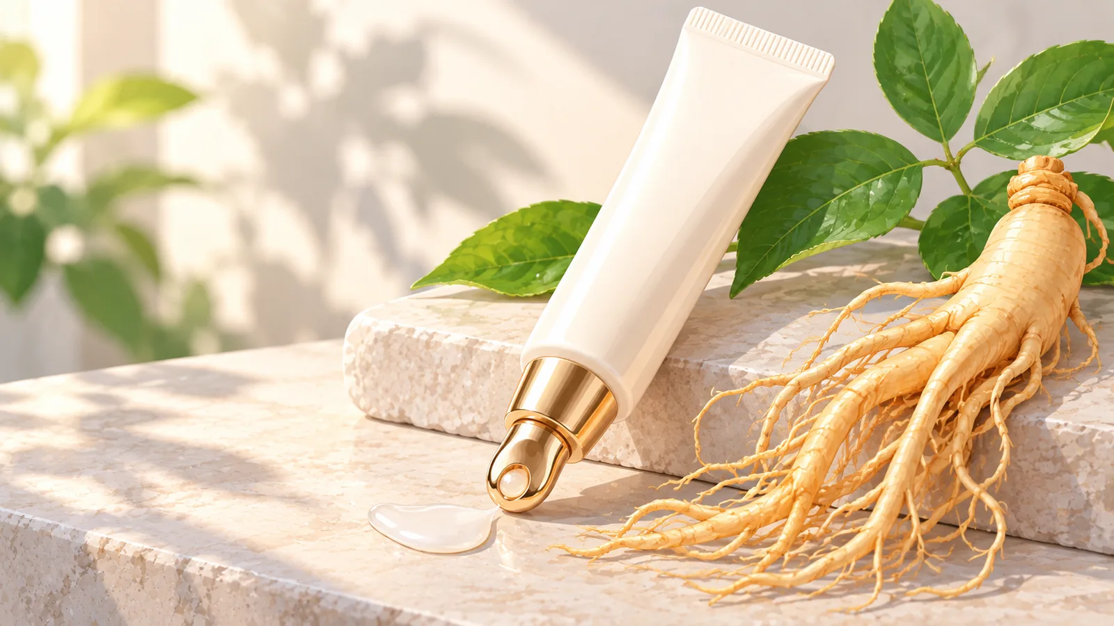 Kết cấu gel dưỡng ẩm trong suốt với những hạt đậu đỏ bên cạnh