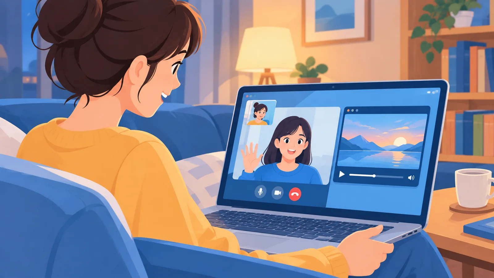 Hai người bạn chia sẻ phim trong cuộc gọi DM