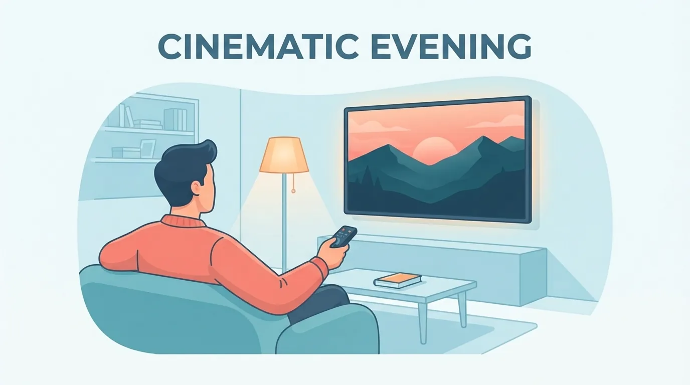 Người xem phim trên nền tảng streaming tại phòng khách