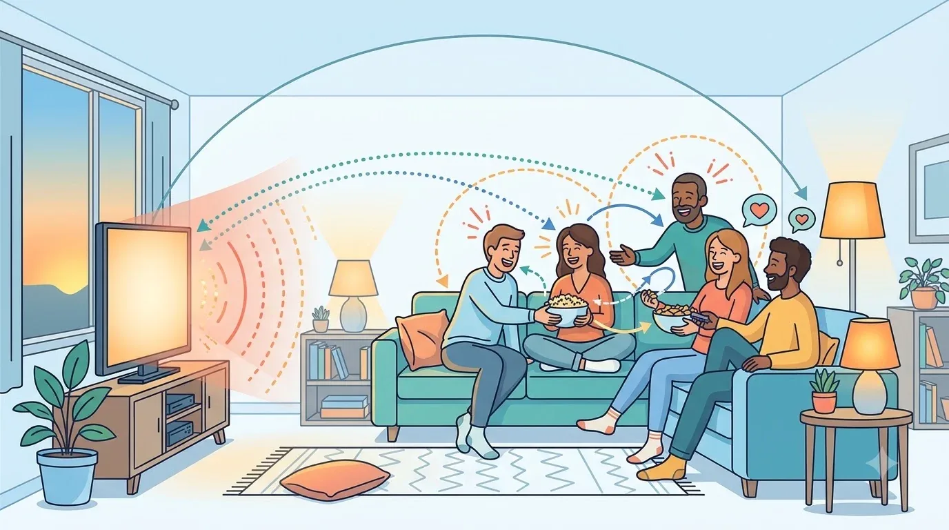 Người ngồi xem phim ở nhà vào buổi tối