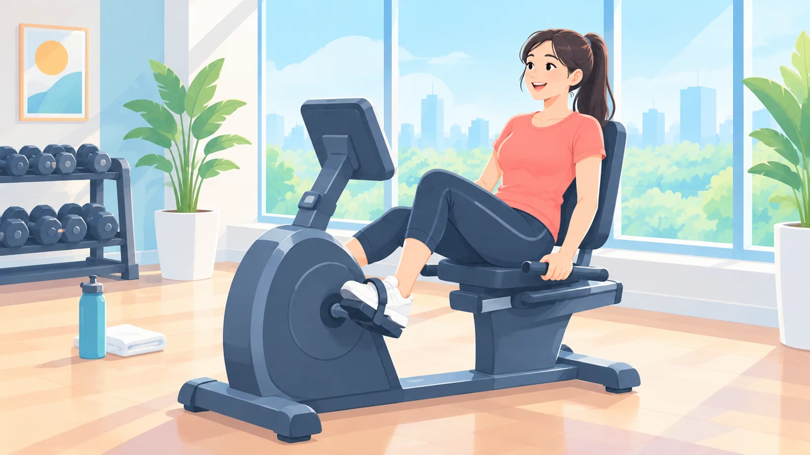 Người mới tập đạp xe đạp nằm với nhịp độ nhẹ nhàng