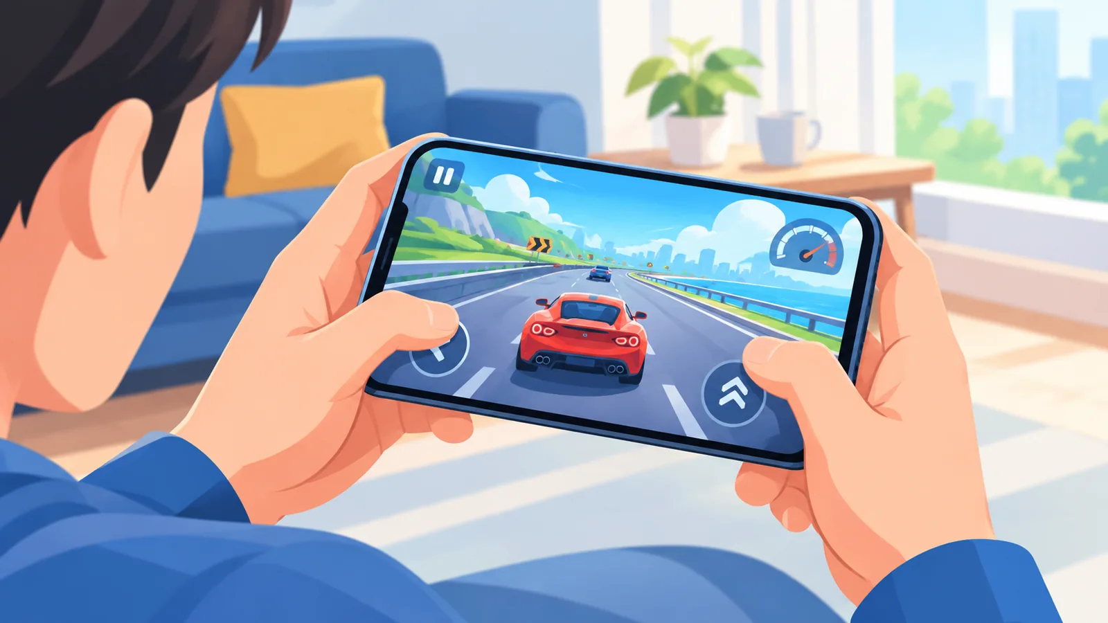 Điện thoại Android đang chơi game đám mây không cần tay cầm