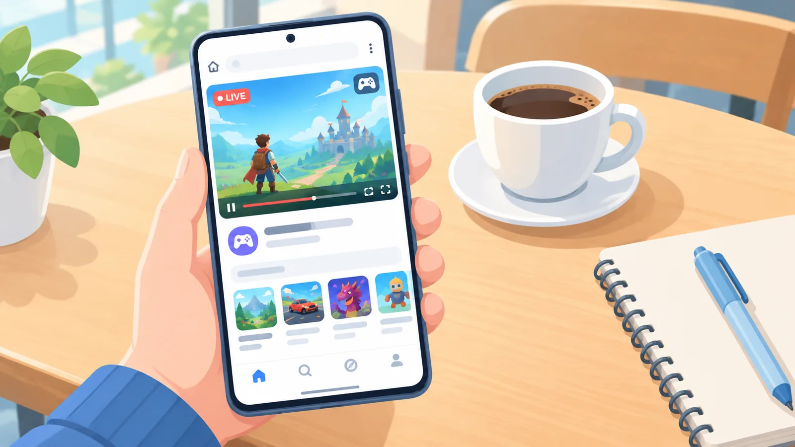 Trình duyệt trên điện thoại mở trang chơi game đám mây