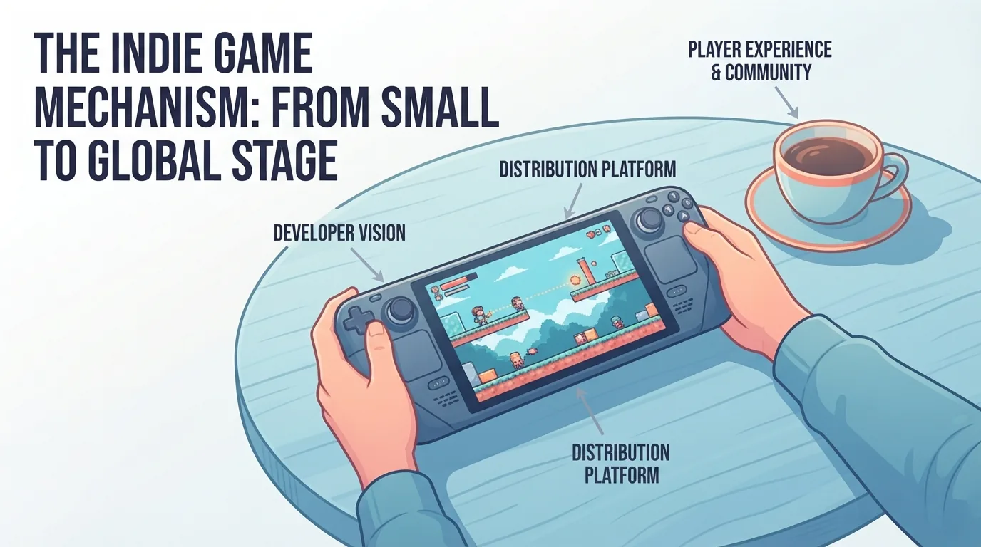 Game indie 2D nhiều màu sắc trên máy cầm tay tại quán cà phê
