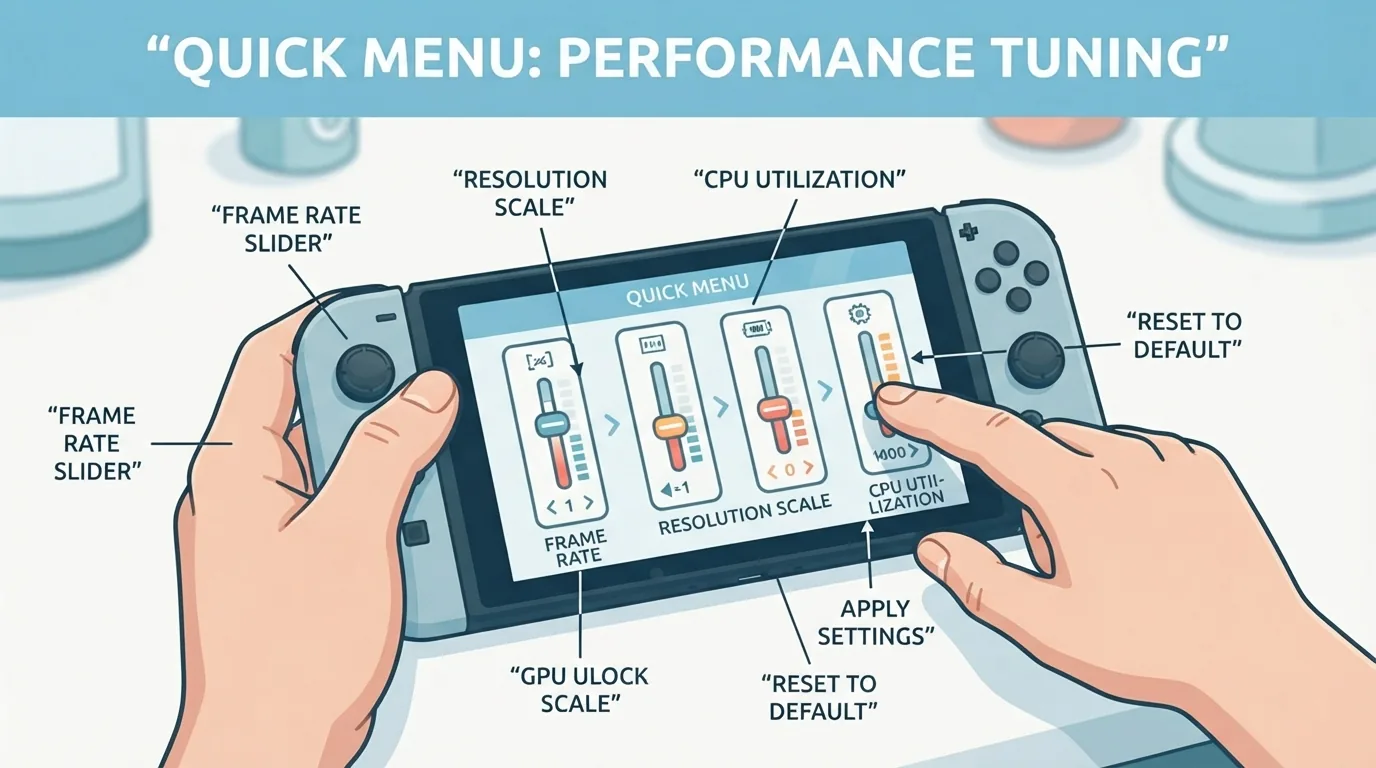 Ngón tay chỉnh giới hạn FPS và TDP trong menu nhanh