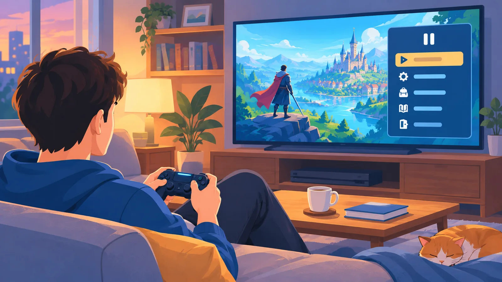 Người chơi thư giãn với game nhập vai trên TV
