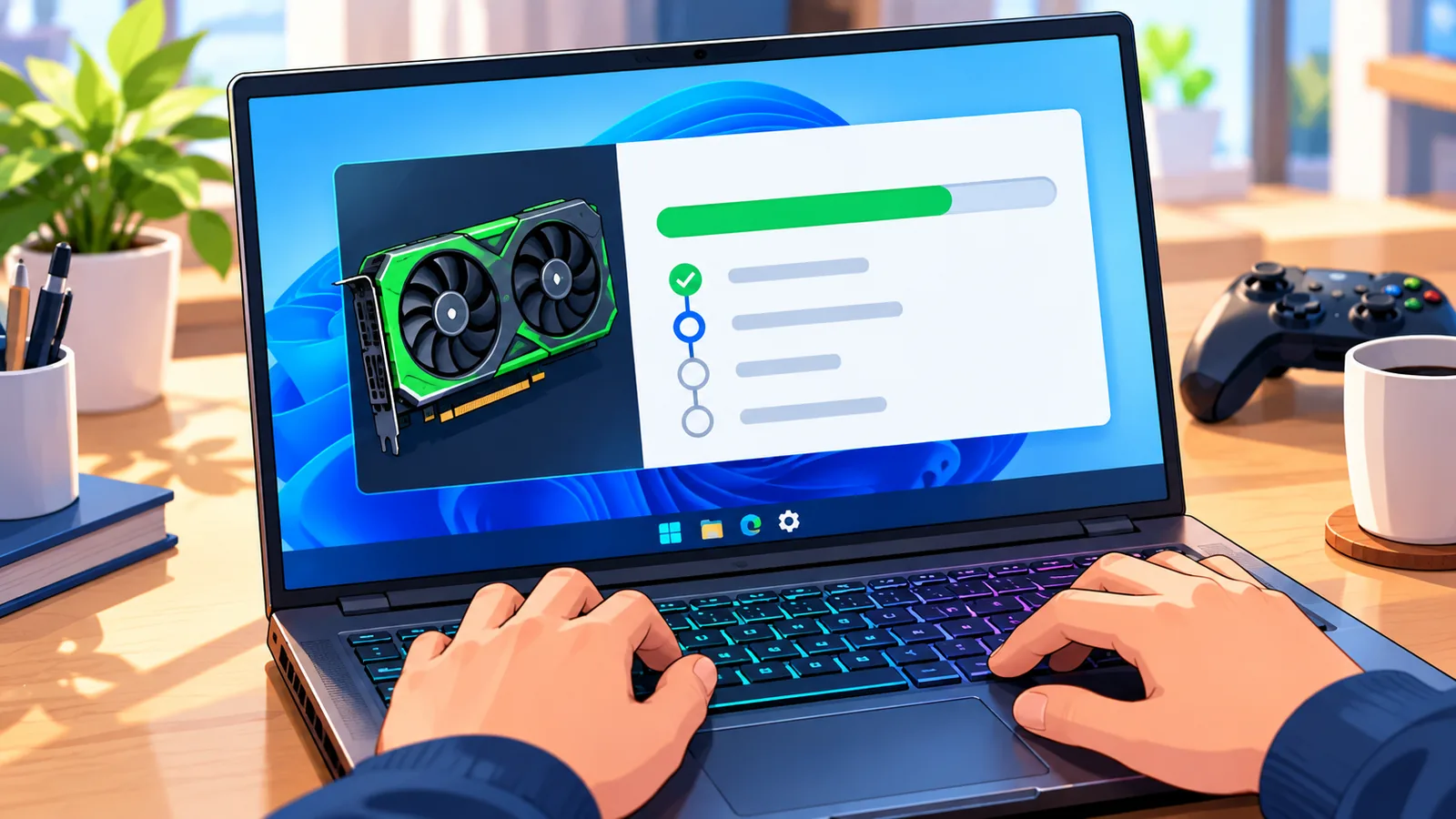 Cửa sổ cập nhật driver card đồ họa trên màn hình laptop
