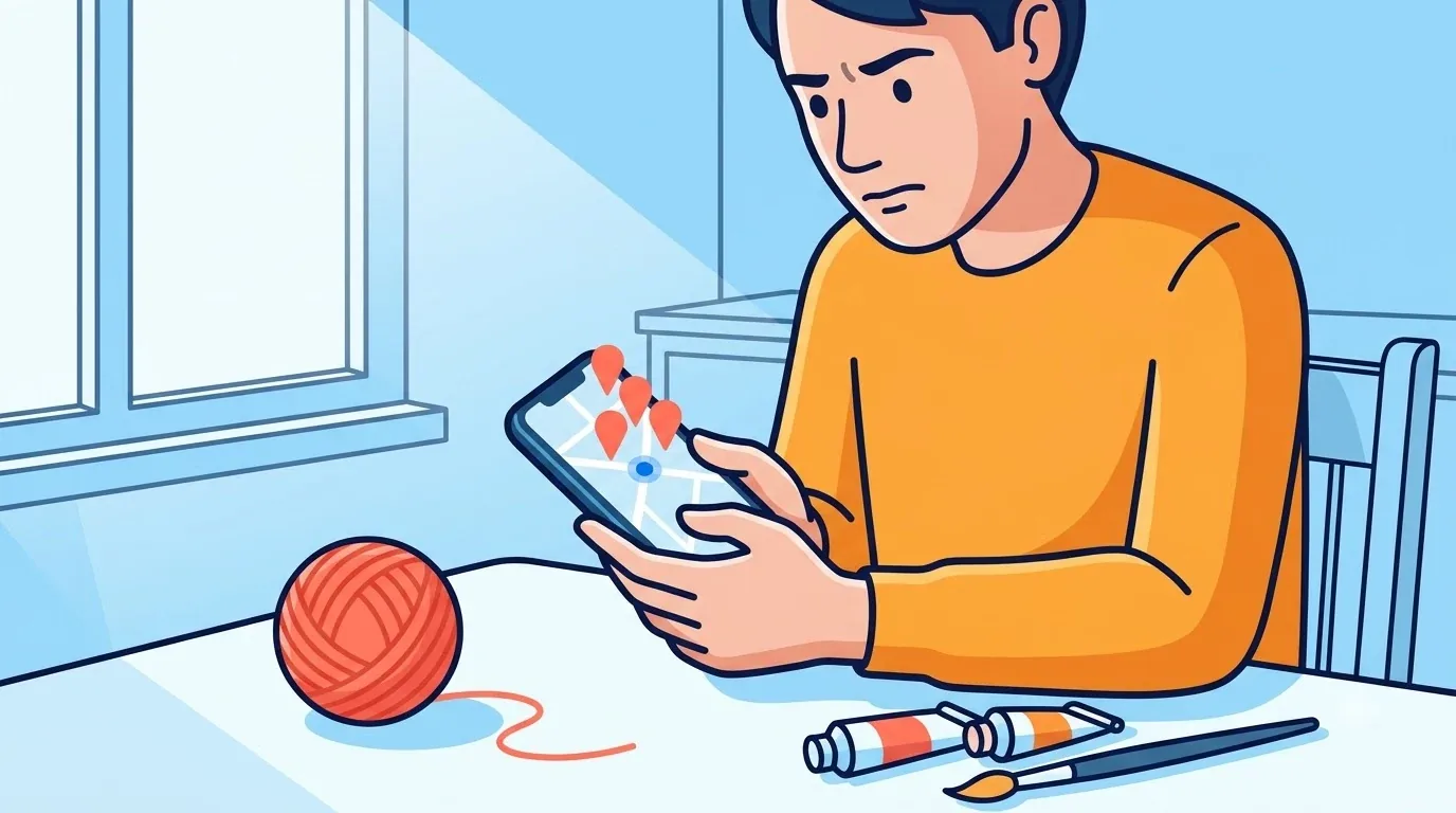 Người cầm điện thoại xem bản đồ tìm cửa hàng đồ thủ công gần nhà