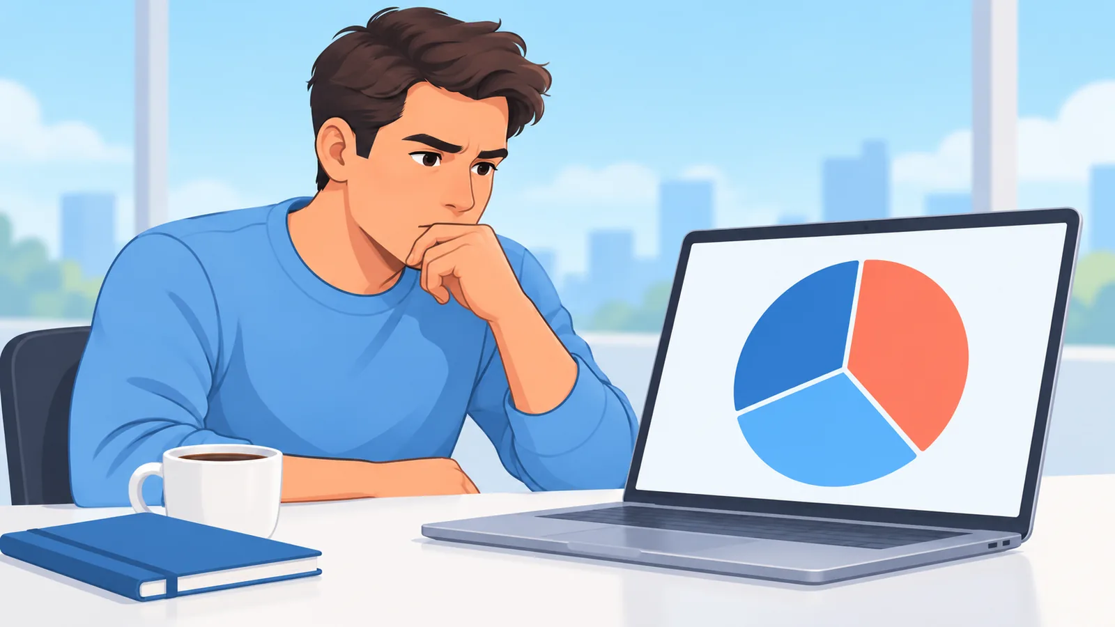 Nhà đầu tư xem danh mục quỹ ETF trên màn hình máy tính