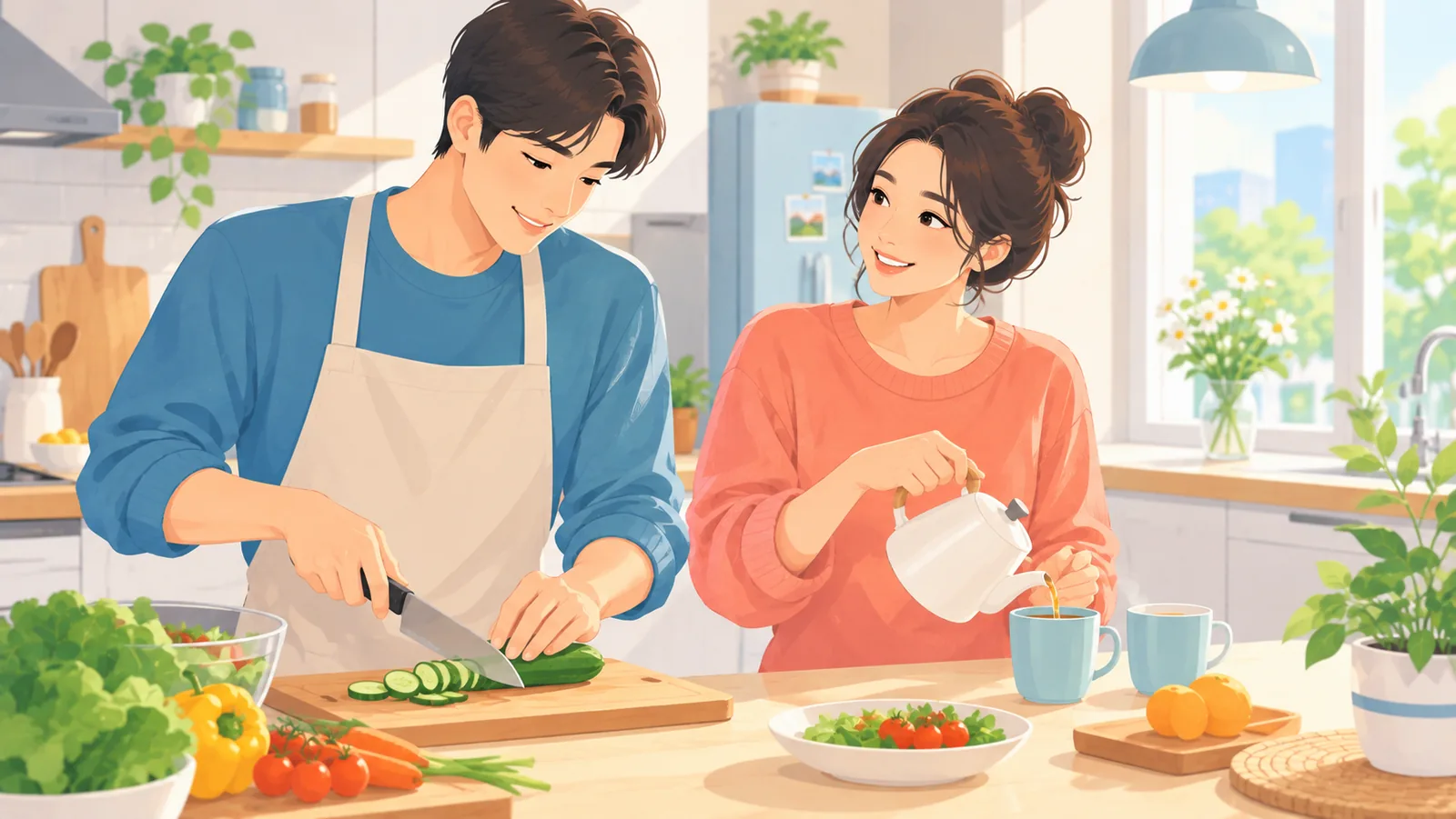 Hai người cùng làm một việc nhỏ cho nhau