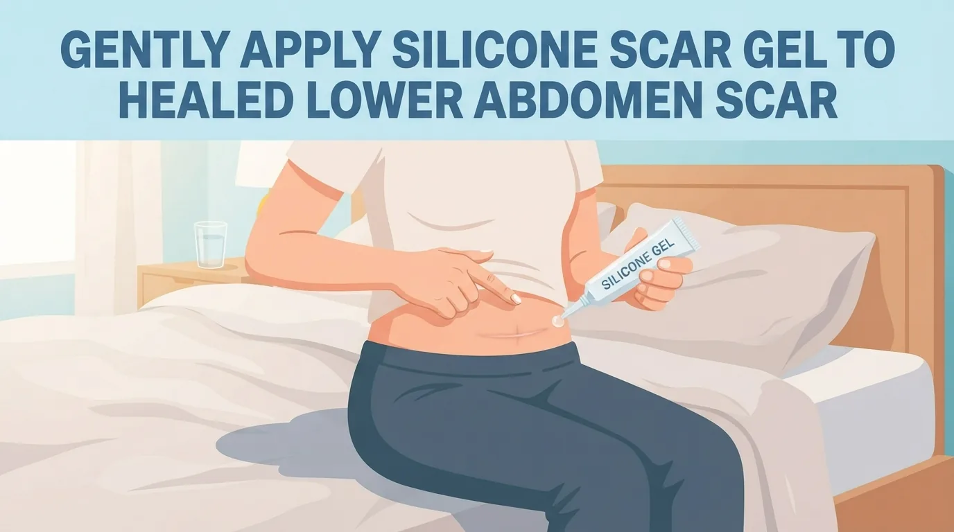 Người thoa gel silicone lên sẹo mổ vùng bụng dưới