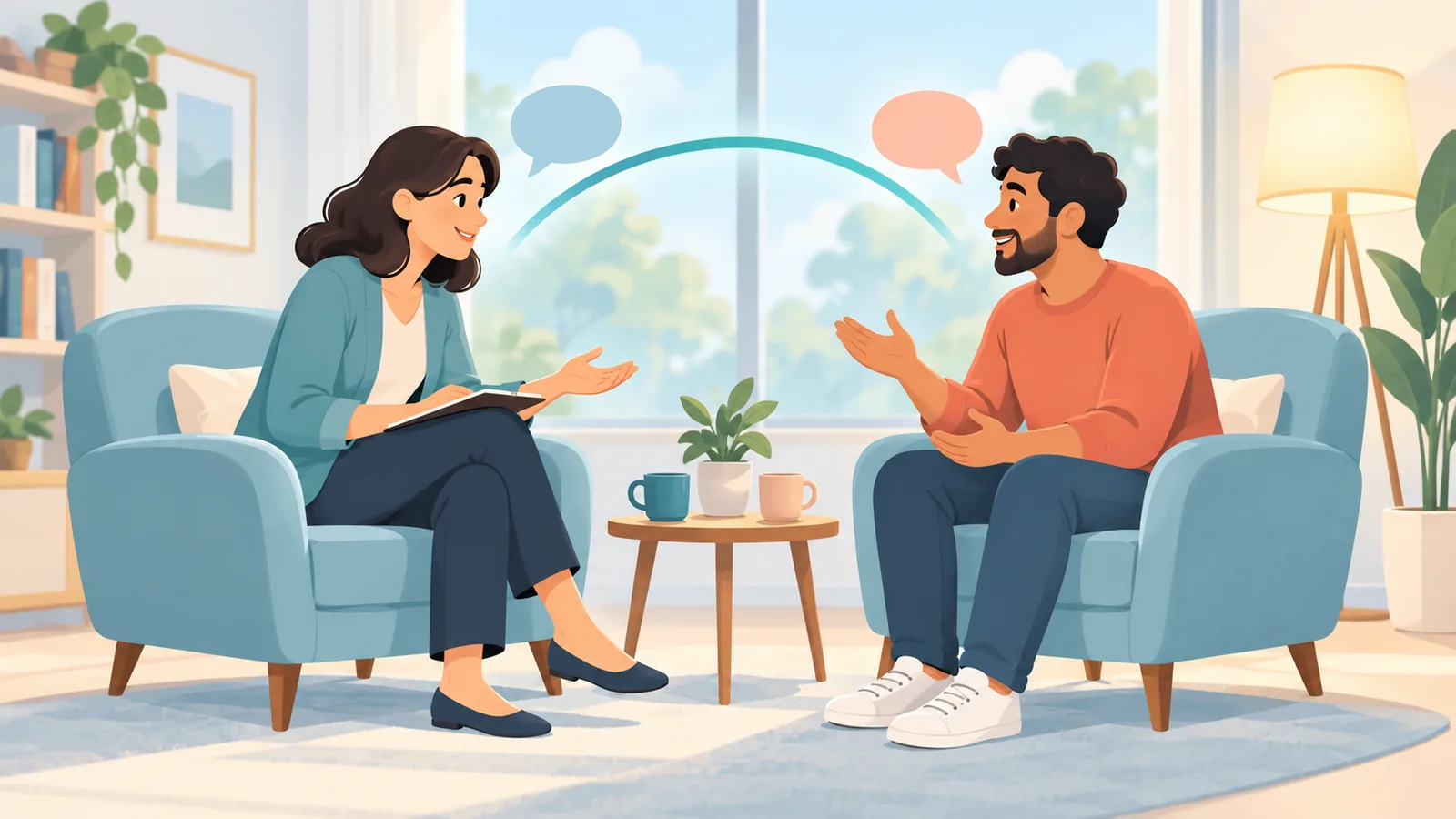 Buổi trò chuyện tư vấn giữa người đi làm và chuyên gia tâm lý