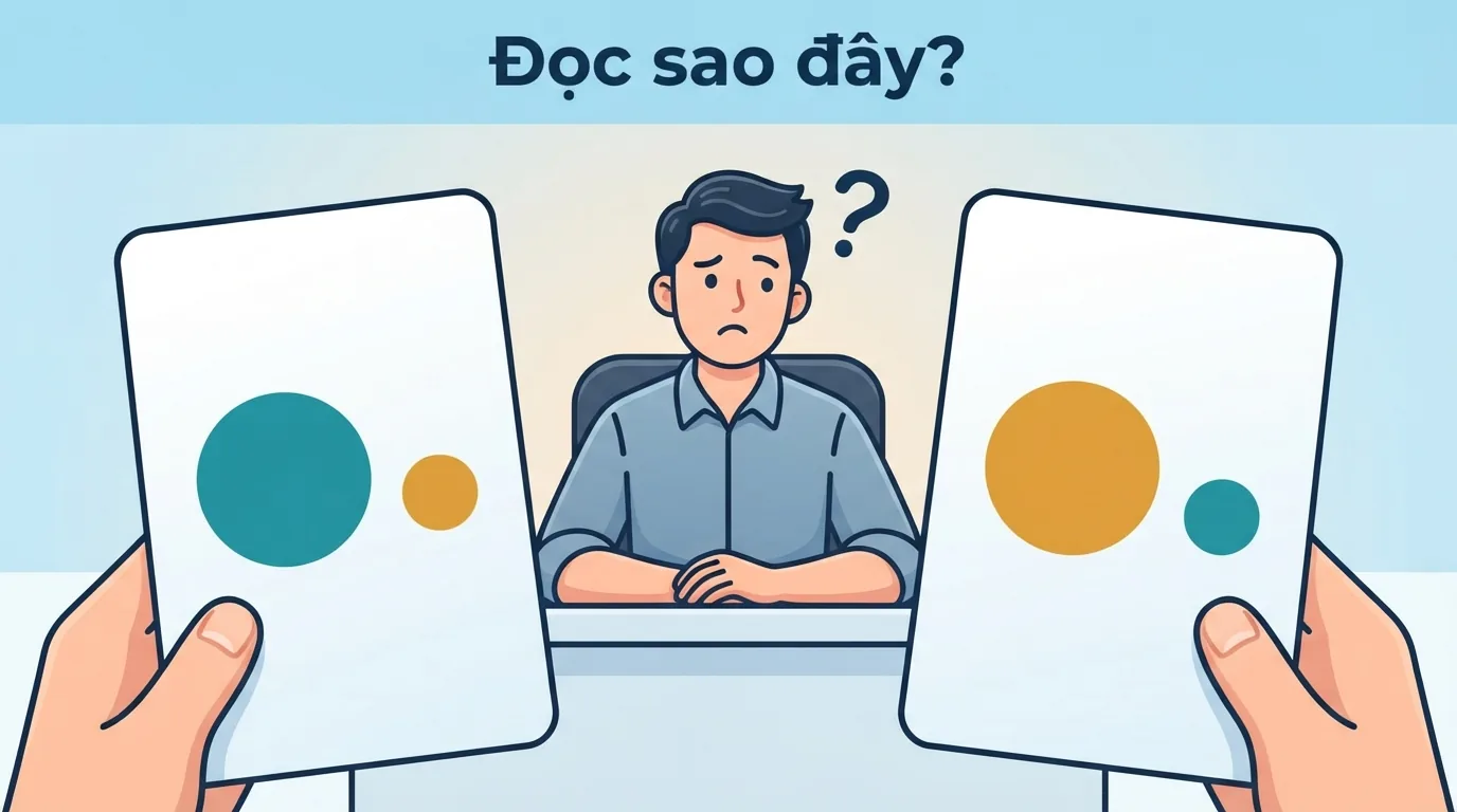 Người đọc bối rối trước hai thẻ đảo vai trò nhóm chính và cánh, minh họa vì sao 9w1 khác 1w9.