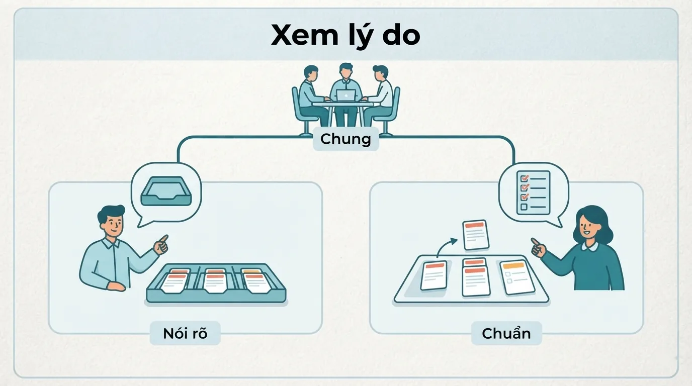 Cùng muốn hợp tác hòa thuận, một người nói rõ phần việc có thể nhận, người kia đề nghị chia việc theo tiêu chí