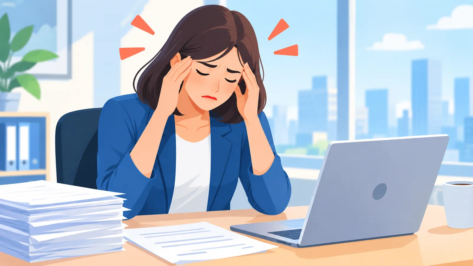 Người đi làm mệt mỏi vì căng thẳng công việc