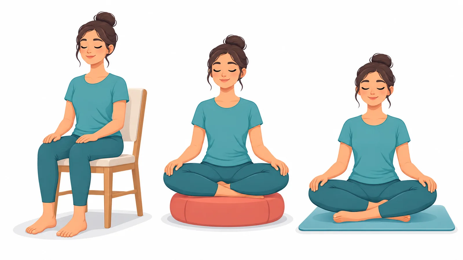 Ba tư thế ngồi thiền: ghế, đệm và xếp bằng