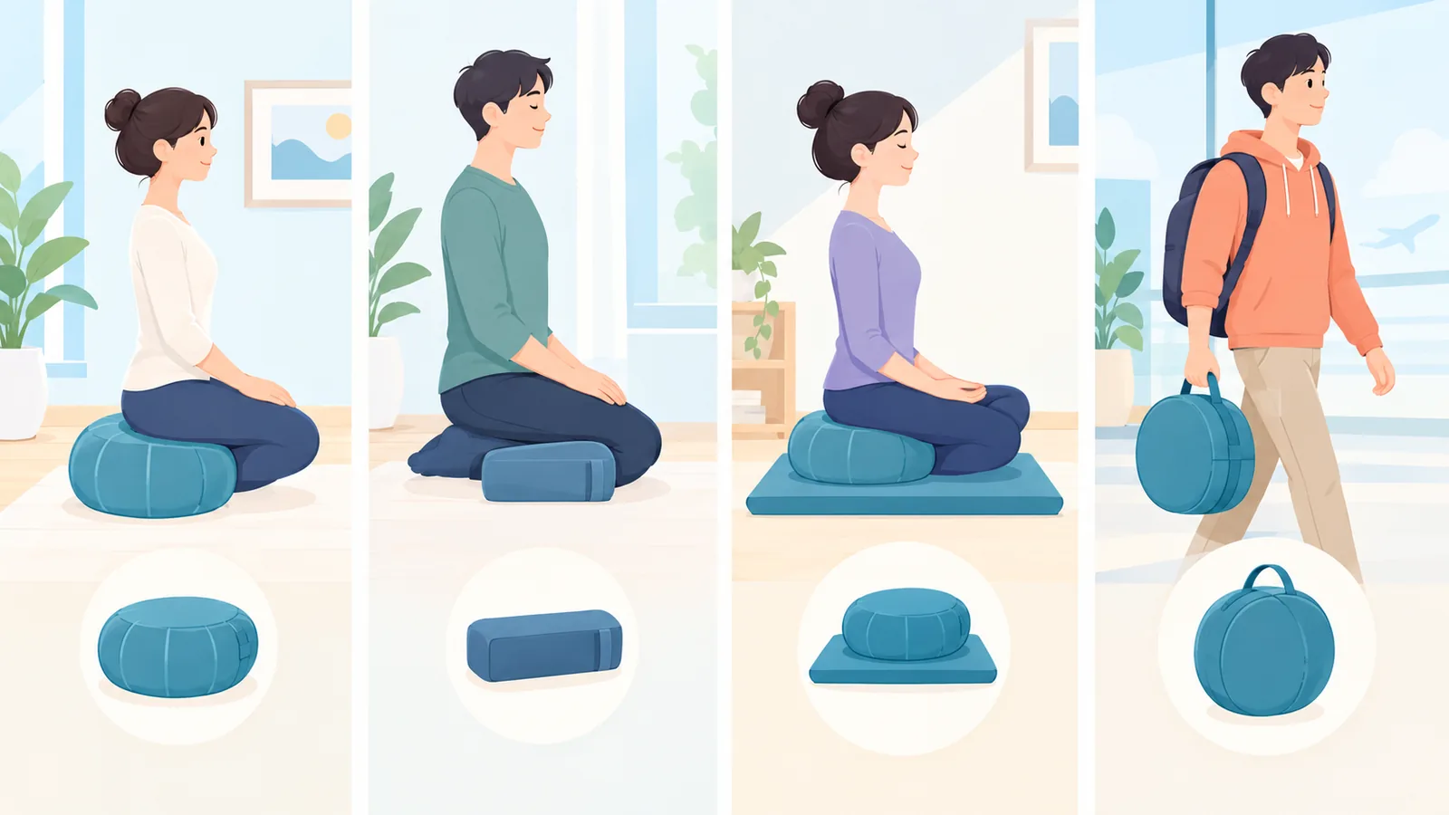 Bốn kiểu người ngồi thiền với nhu cầu chọn đệm khác nhau