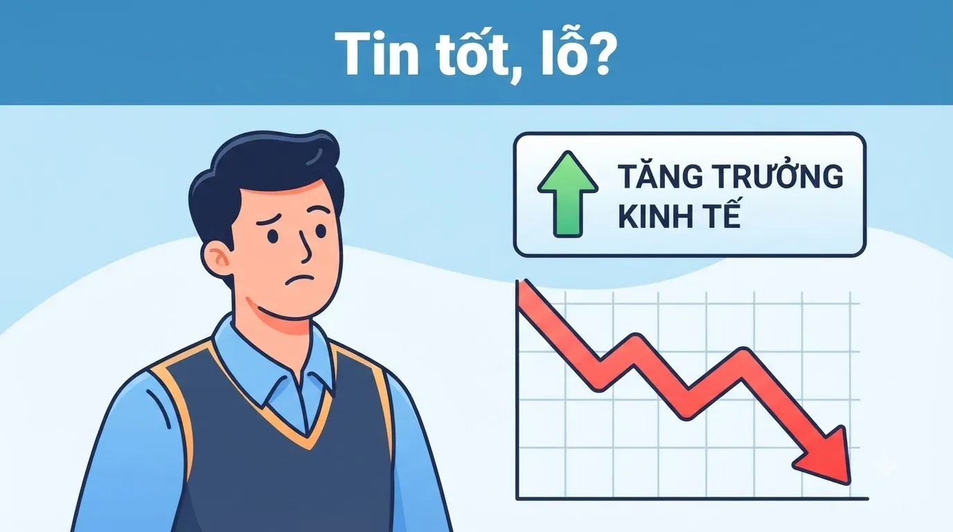 Nhà đầu tư bối rối trước tin kinh tế tích cực nhưng giá cổ phiếu lại giảm.