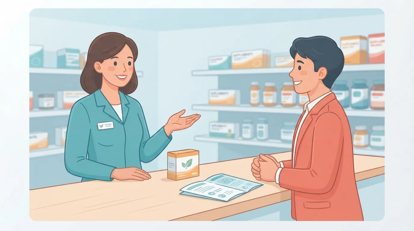 Sổ ghi chép với bảng tiêu chí và ba lọ bổ sung trên bàn trắng