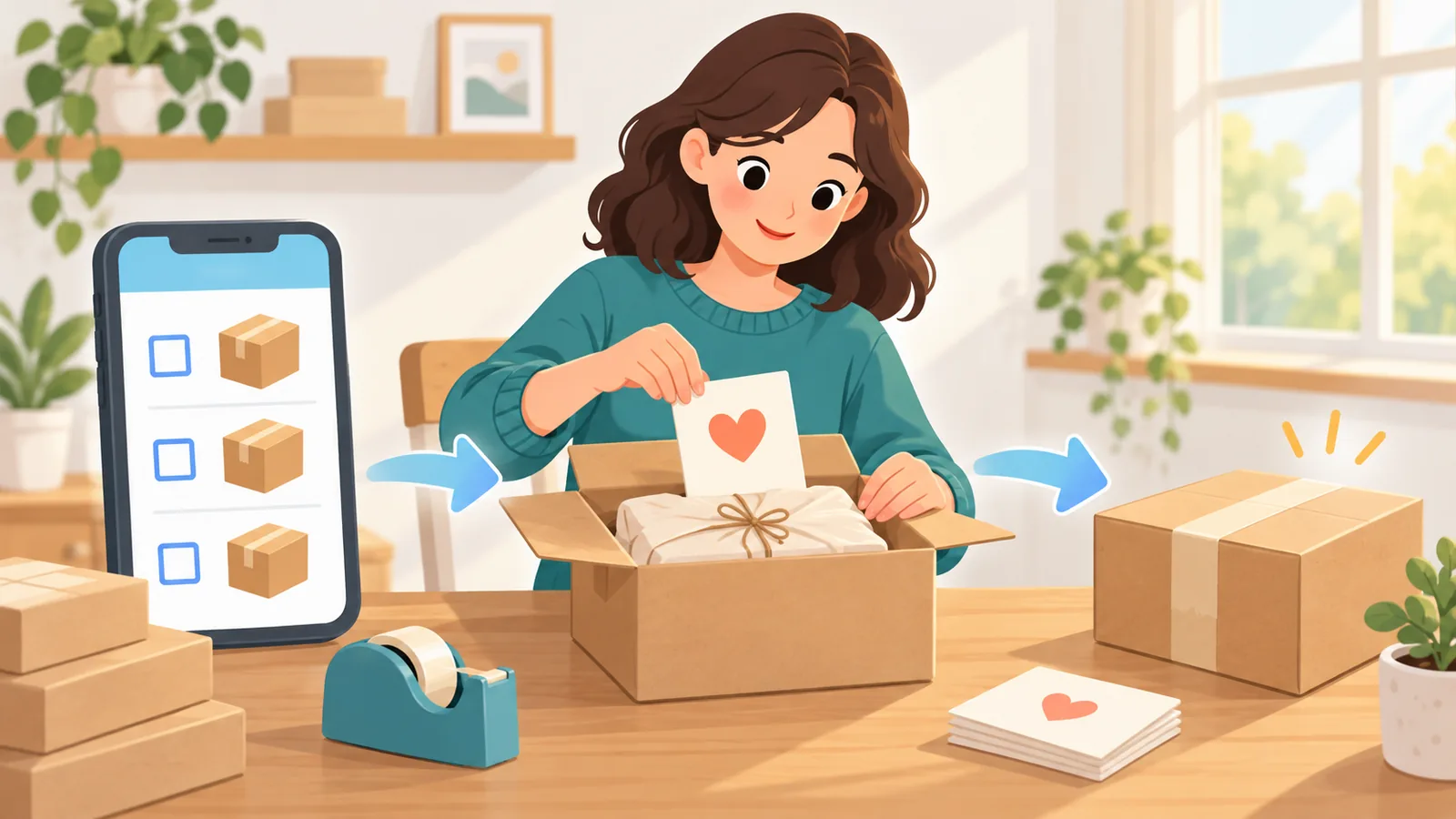 Người bán hàng online đóng gói đơn hàng tại nhà