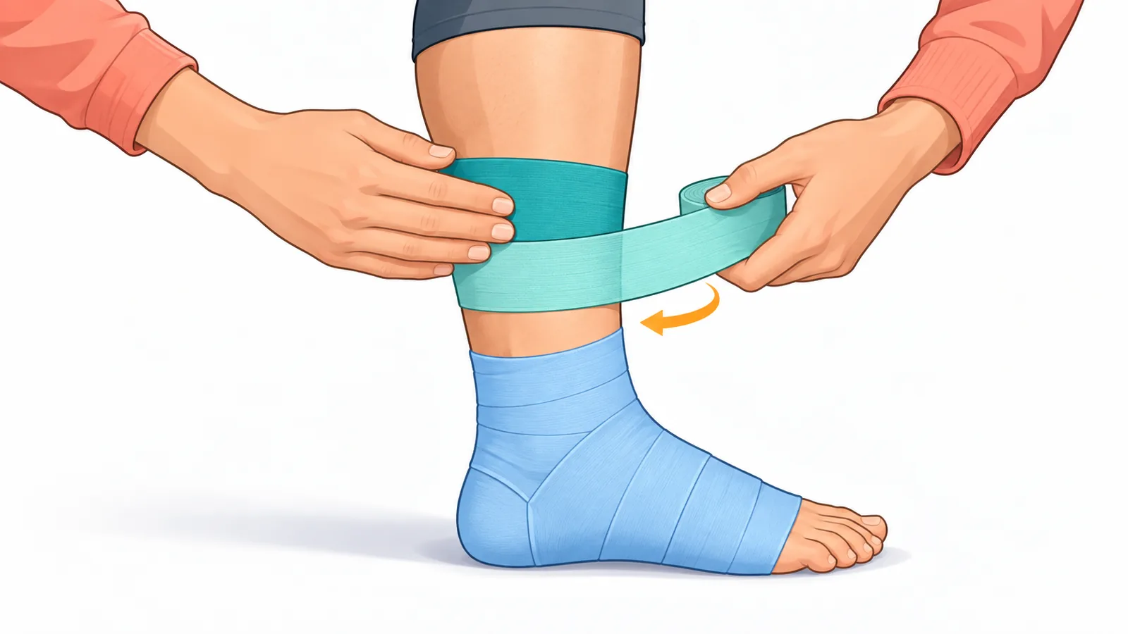 Hai dải neo chồng nhau ở phần dưới bắp chân