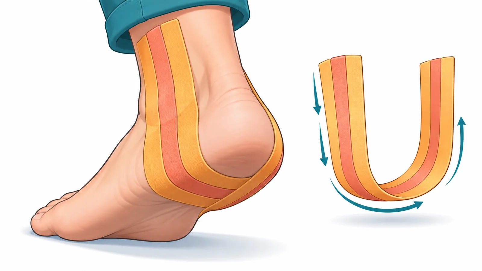 Các dải chữ U đi từ trong qua dưới gót lên ngoài