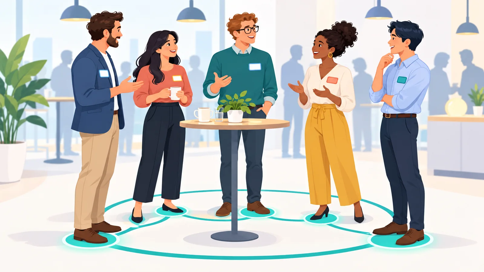 Nhà sáng lập trò chuyện với các nhà đầu tư tại sự kiện kết nối startup