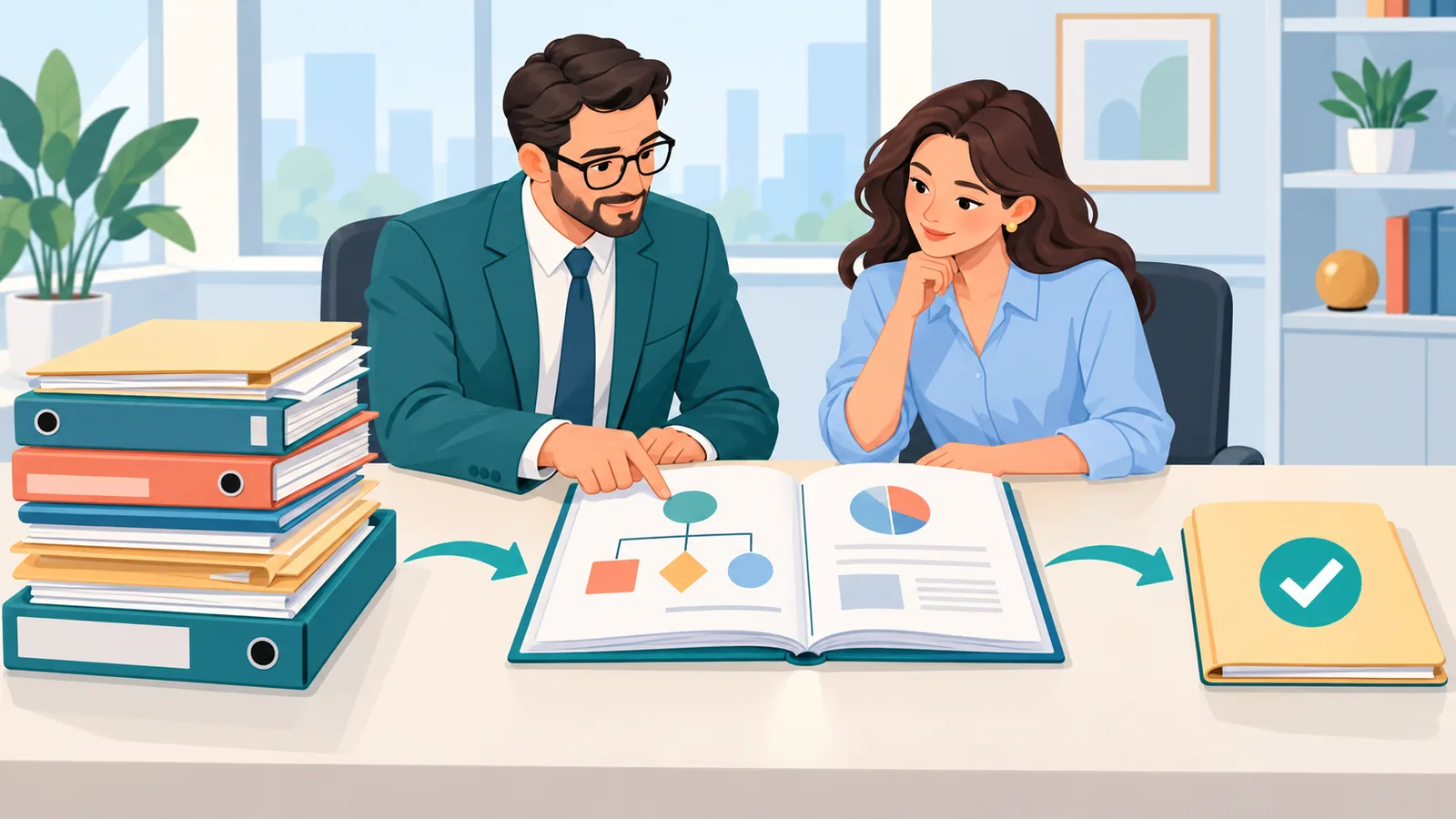 Luật sư và nhà sáng lập rà soát hồ sơ pháp lý của công ty