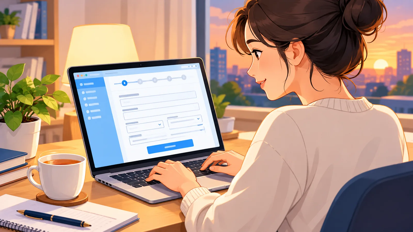 Người dùng máy tính tại nhà để tìm hiểu các lựa chọn thanh toán thuế trực tuyến