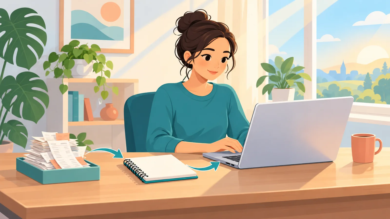 Người làm tự do làm việc tại bàn ở nhà
