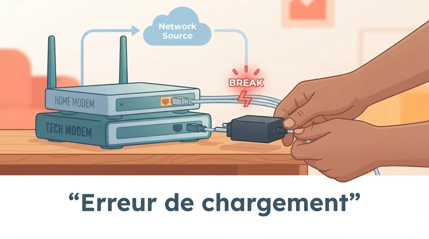 Tay rút nguồn modem và router đặt trên kệ để khởi động lại