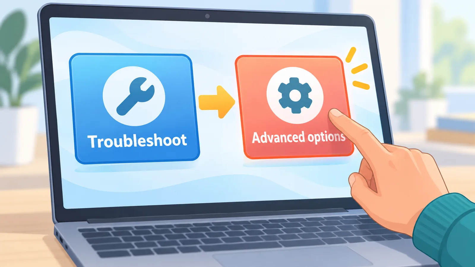 Menu Troubleshoot và Advanced options trong môi trường WinRE